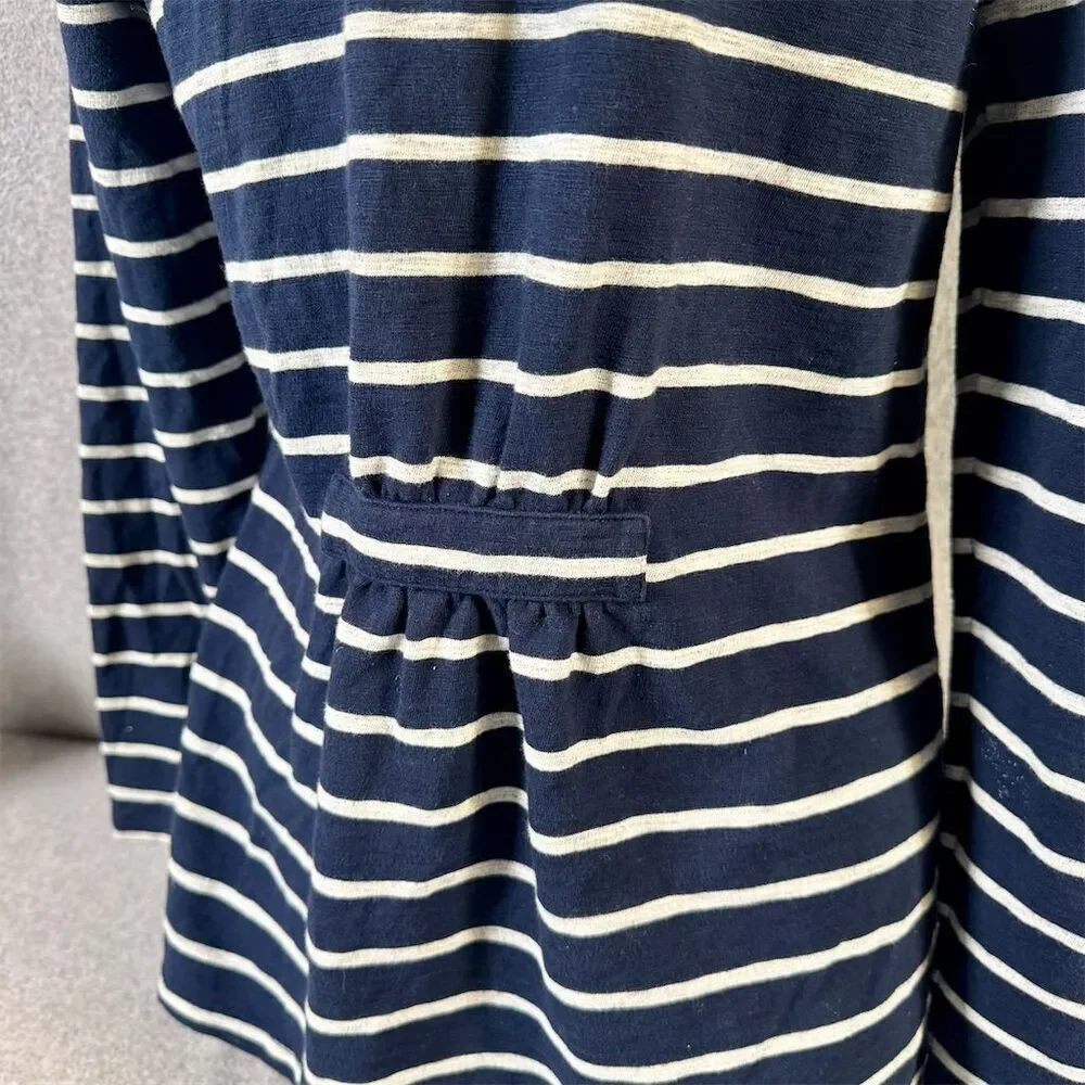 Lillla P Women's Striped Draped Cotton Cardigan  Size M Ruffle Collar